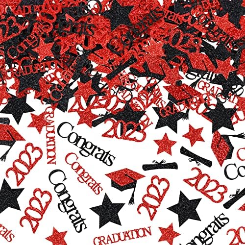 Diplomirani Confetti 2023 Crveni i crni sjaji, 200 kom. Conference 2023 Diplomski stol Confetti, Mix Star,
