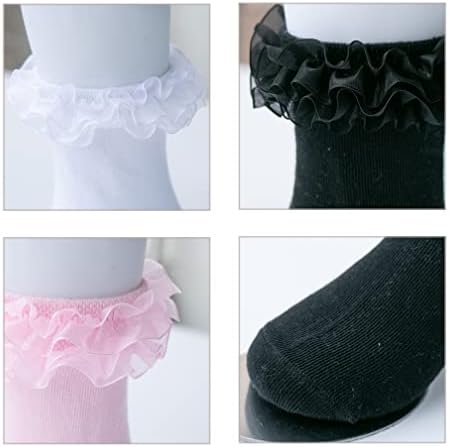 Djevojke čipke čarape ruffle frilly pamuk pamučne haljine čarape za djecu dječje djevojke bijele / crne