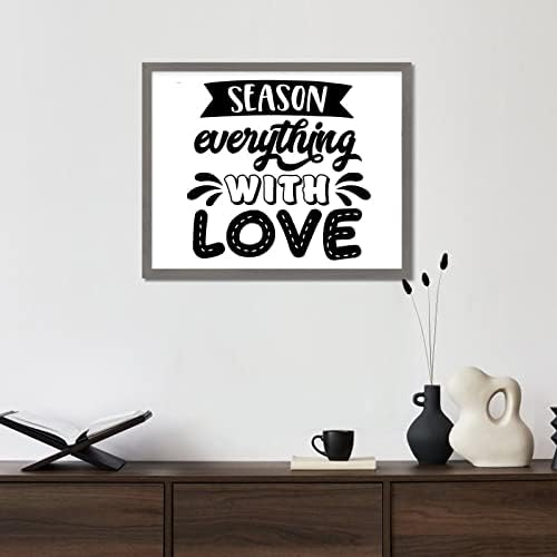 Motivacijski citat Wood Sign sa kuhinjom Tema sezona Sve sa ljubavlju Sive Frame Drvena plaka Rođendanski