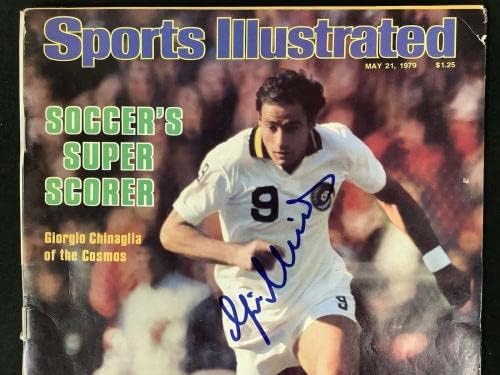 Giorgio Chinaglia potpisao Sports Illustrated 5 / 21 / 79 NoLabel Cosmos FIFA Auto JSA-fudbalski Časopisi