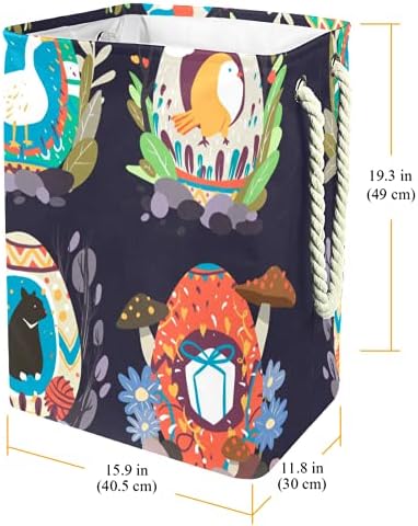 DEYYA vodootporne korpe za veš visoke čvrste sklopive Uskršnje jaje Designs Print Hamper za odrasle djecu