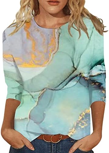 Ljetni vrhovi za žene 2023 Vintage cvjetni 3/4 rukava o izrez košulje Trendy Print modni povremeni bluze
