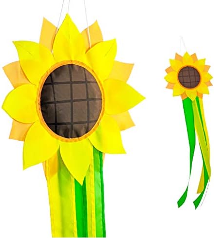 Madrona Brands Sunflower Windsock | Izdržljiv vanjski viseći ukras | Dvorište, vrt, popločani dio dvorišta, kuće i više | 42-inčni