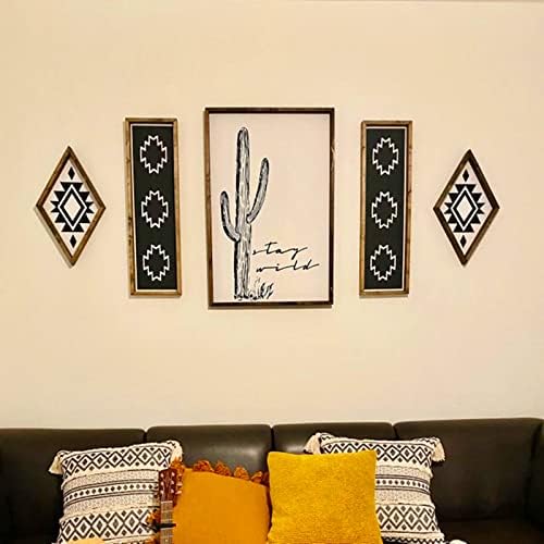 Pustinjski kaktus zidni dekor Wood Boho jugozapadni minimalistički zid visećim crnim i bijelim umjetničkim