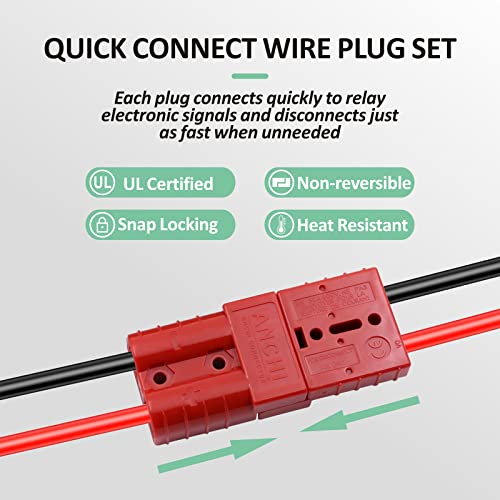 Andchier žičani priključak 4 paket, 50A žičani priključak za kabel za 6-10 mjernih kablova, 12V do 36V baterije