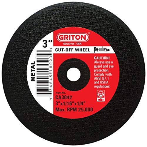 Griton CA3042 Arbor Industrijski rez od kotača za metal, promjer rupe 1/4 , 3 promjera, 1/16 širine
