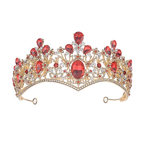 S SNUOY Gold Queen kruniše Crvene tijare od rhinestona i Krune za žene barokna svadbena kruna prom wedding