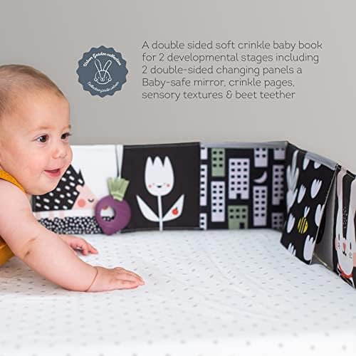 Igračke TAF Urban vrt Meko tkanina Newbornical Book, Crinkla Baby Book. Visoke kontrastne senzorne igračke.