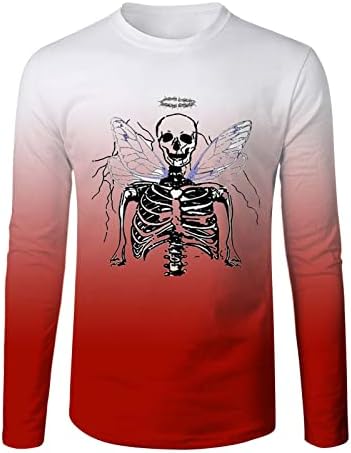 ZDDO muške Halloween T-majice s dugim rukavima gradijent CT košulja mišića Slim Fit Party Crew Crt Tee TEE