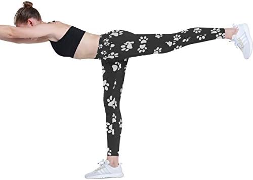 Alaza visoke struk joga hlače za žene djevojke suncokret na crnom cvjetnom ženskom temmu kontrolu trbuha