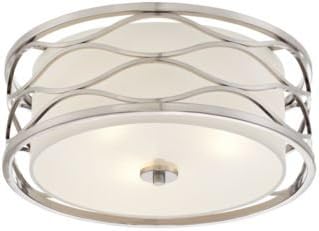Possini euro dizajn Austen Modern stropni lagani učvršćivač 16 Široko četkani nikl valoviti okvir bijeli