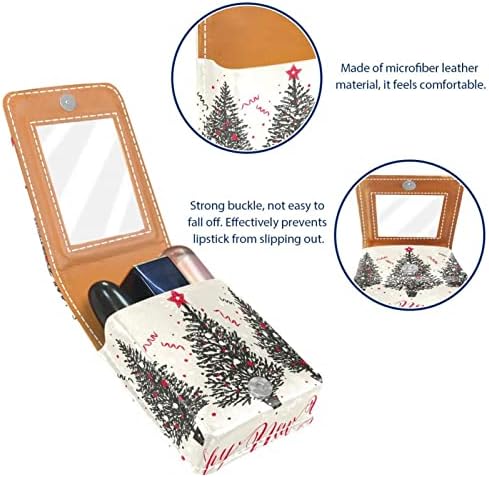Slatka ručno nacrtana torba za ruž za božićnu jelku sa ogledalom za žene torbica za šminkanje djeveruša