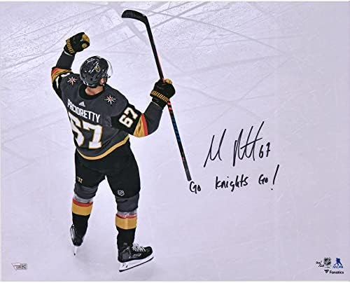 Max Paciretty Vegas Golden Knights Autographing 16 x 20 Proslava slavlje fotografije sa Go vitezovi idi! Natpis - # 20 od ograničenog izdanja od 20 - autogramirane NHL fotografije