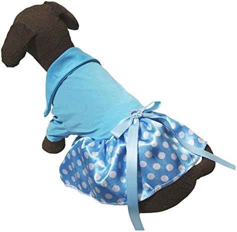 Štenadna odjeća za pse za pse obični svijetlo plava pamučna majica Bijela polka dots tutu