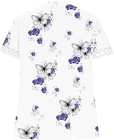 Ženski perjanski vrhovi grafički majica za dame kratki rukav Vneck čipka Spandex Lounge Ljeto Jesen Vrhovi