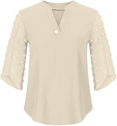 Jesen ljetna bluza košulja za dame odjeću modni kratki rukav V izrez ručak Osnovna majica lb lb
