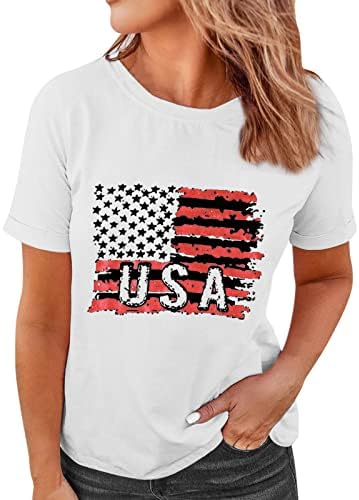 Uikmnh dame pamučna labava majica majica kratkih rukava američka zastava 4. jula Summer bluza majica
