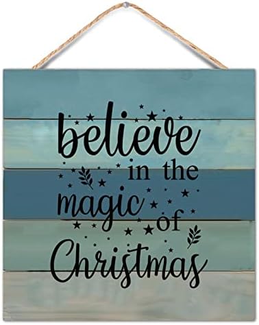 Vintage stil Božićni citati Drveni znak vjerujte u magiju božićnog života pozitivan citat drvena ploča novogodišnja