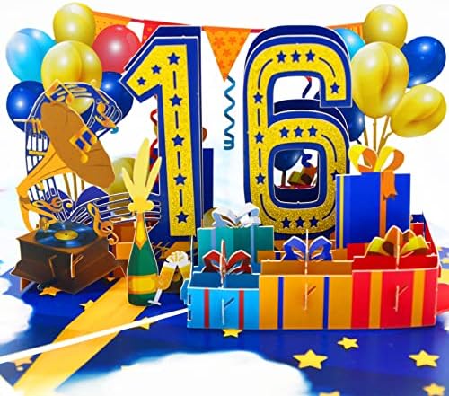 FONBAY 3D Pop Up rođendanska čestitka sa kovertom, ručno rađena rođendanska čestitka stara 16 godina, čestitka