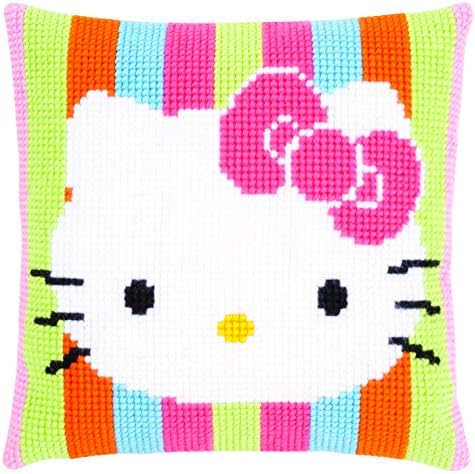 Vervaco Hello Kitty Prugasti Jastuk Komplet Za Ukrštene Šavove
