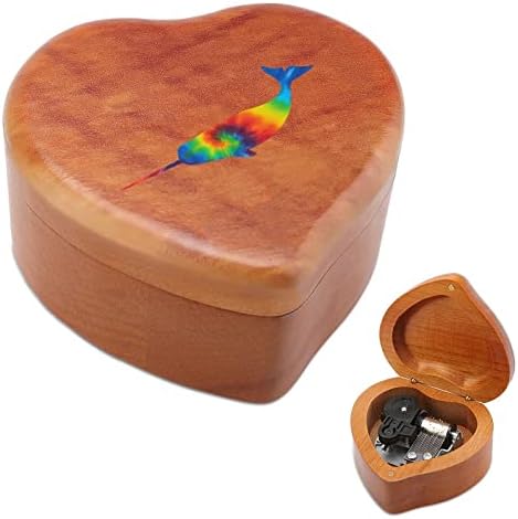 Tie Dye Narwhal Heart Music Box Drvene muzičke kutije Najbolji poklon za godišnjicu božićnog rođendana