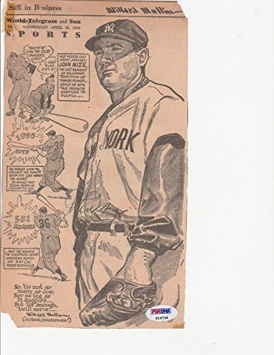 Johnny mise potpisao Vintage New York Yankees Baseball Magazine Cut PSA P19736-MLB magazini sa autogramom
