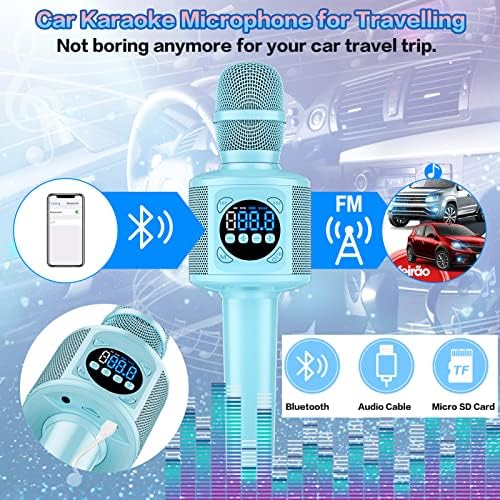 Dječija igračka Karaoke mašina & amp; Auto Karaoke mikrofon, Prijenosni Bluetooth zvučnik sa bežičnim mikrofonom,