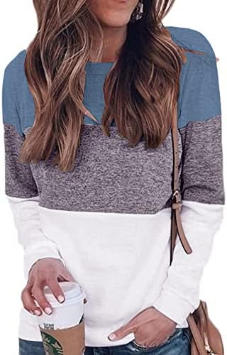 Halife ženski dugi rukav Bolovni blok na vrhu Crewneck Dukseri pulover Tunnic Majice Bluze