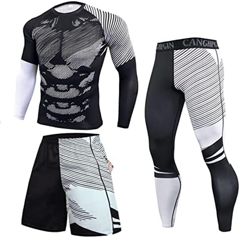 Muški sportski košulja za tekući kompresiju + kratke hlače + hlače dugih rukava Brza suha fitness trenerkaste