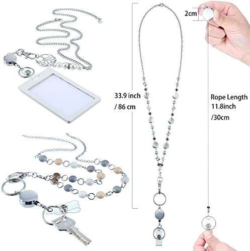 Hicarer 3 komada id značka Lanyard ogrlica sa ID držač klip od nehrđajućeg čelika perli lanac uvlačenje značka kolut Valentine prisutan