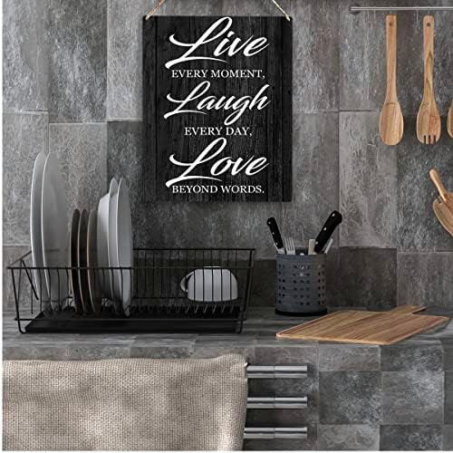 Živi svaki trenutak Smijte se svaki dan Drveni znak Rustic Live Laugh Love Drvena viseća ploča za kućni