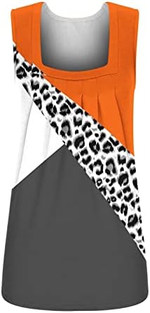 Ženski elegantni ispisani blok u boji Tunic TOP Ležerne prilike kvadratnih vrata bez rukava bez rukava