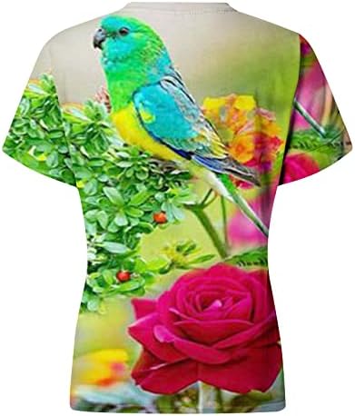 Ženska majica s kratkim rukavima Hummingbird tiskane košulje na vrhu kratkih rukava Crewneck Ljetna casual
