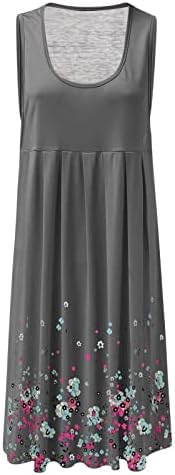 Ljetna haljina za žene Ležerne prilike cvjetne tiskane haljine bez rukava s rukavima, rufffles line swing