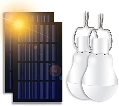 Svjetla za solarne sijalice, Aesybath 2 paketa 130LM punjiva LED sijalica na solarni pogon za unutrašnju