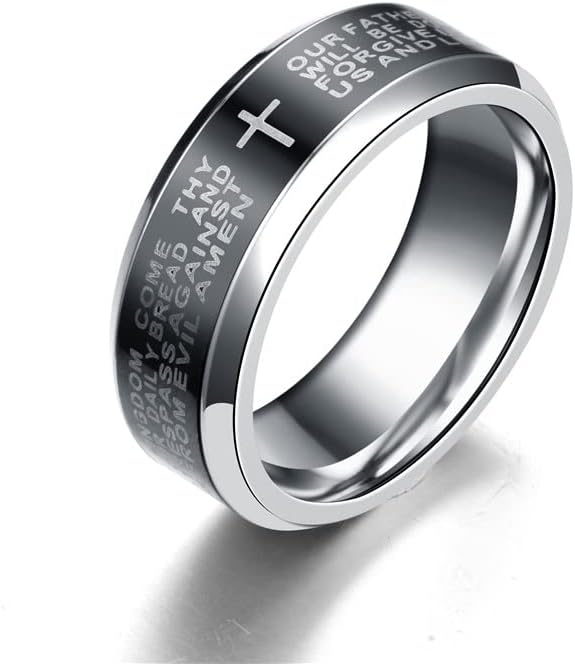 Koleso 8mm engleski Serenity Biblija molitva krst prstenovi za muškarce vjenčani prsten angažman rotirajući