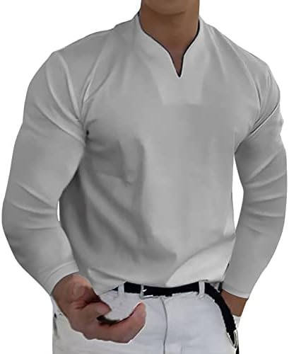 PDFBR muške Henley majice s dugim rukavima, opružni mišić Slim Fit Business Casual majica Lagane vrhove