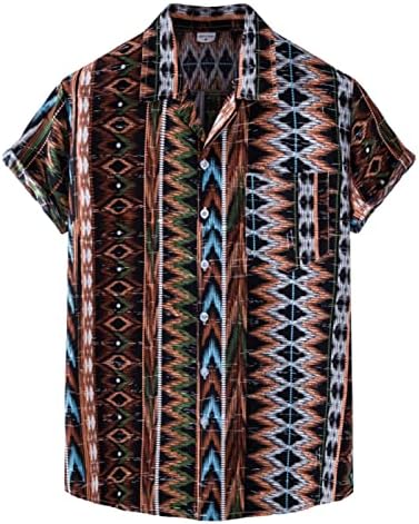 Ubst Havajske majice za muške, ljetni kratki rukav dolje majica Tropical Boho Print Relapoženo Fit Beach