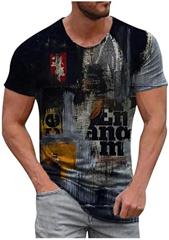 XXBR MENS vojnički kratki rukav T-majica ulica 3D grafički ispis majica Ljetni posadni vrat atletski mišići