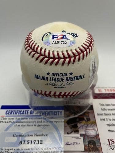 Bob Feller Hof 62 Indijanci potpisali su autografa službenog MLB bejzbol PSA DNK JSA - autogramirani bejzbol