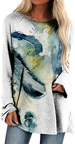 NOKMOPO Žene vrhovi modni ženski casual labavi okrugli vrat dugih rukava s dugim rukavima majica pulover