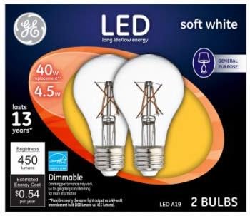 LED Sijalice, meka Bijela bistra, 4,5 Vata, 450 lumena, 2-Pk.