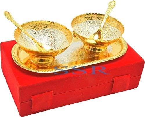Prekrasan kombinirani poklon kutija Podesite zlatno pozlaćene metalne figurine indijski ručno rađeni hram