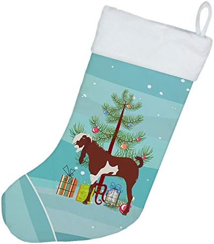 Caroline's bysures BB9257CS Jamnapari Goat Božićni božićni čarapa, teal, kamin Viseće čarape Božićna sezona