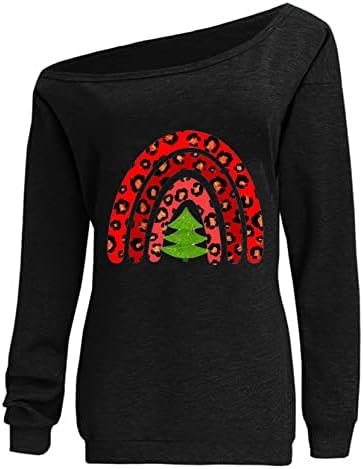 Fmchico ženska trenerka Božićni Print uzročna bluza s ramena Dugi rukav labavi Slouchy pulover Plus Size