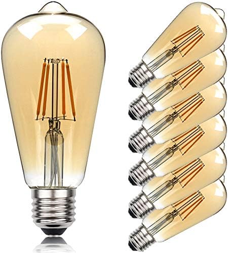 LED Edison Vintage Light ST64 sijalice 2700k toplo bijele, LED filamentne sijalice E26, za dom, čitaonica, kupatilo, 6 pakovanja
