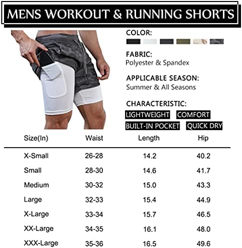 Diotsr Muške 2 u 1 Trčanje vježbanja Kratke hlače Brzo suho sa oblogom, atletskih kratkih hlača za muškarce