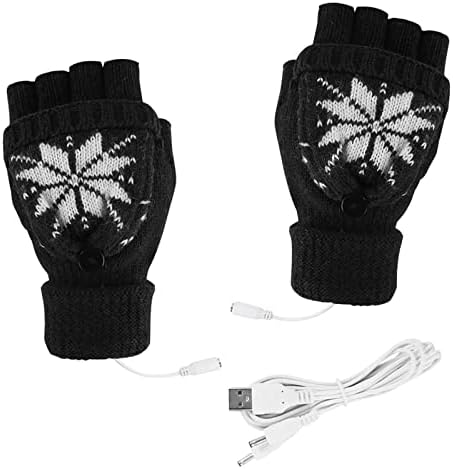 Qvkarw USB rukavice hladne zimske grijane rukavice pleteni priključak Ispis u zatvorenim toplim unisex rukavima
