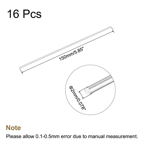 MECCANIXITY okrugli čvrsti aluminijumski štap 2mm prečnik 150mm dužina Strug Bar zaliha za DIY Craft paket