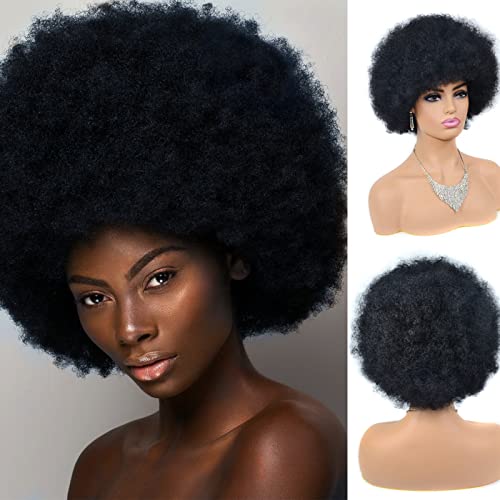 DOcute kratke Afro perike za crne žene, meke 70-te Afro perverzne perike za kovrčavu kosu sa šiškama prirodnog